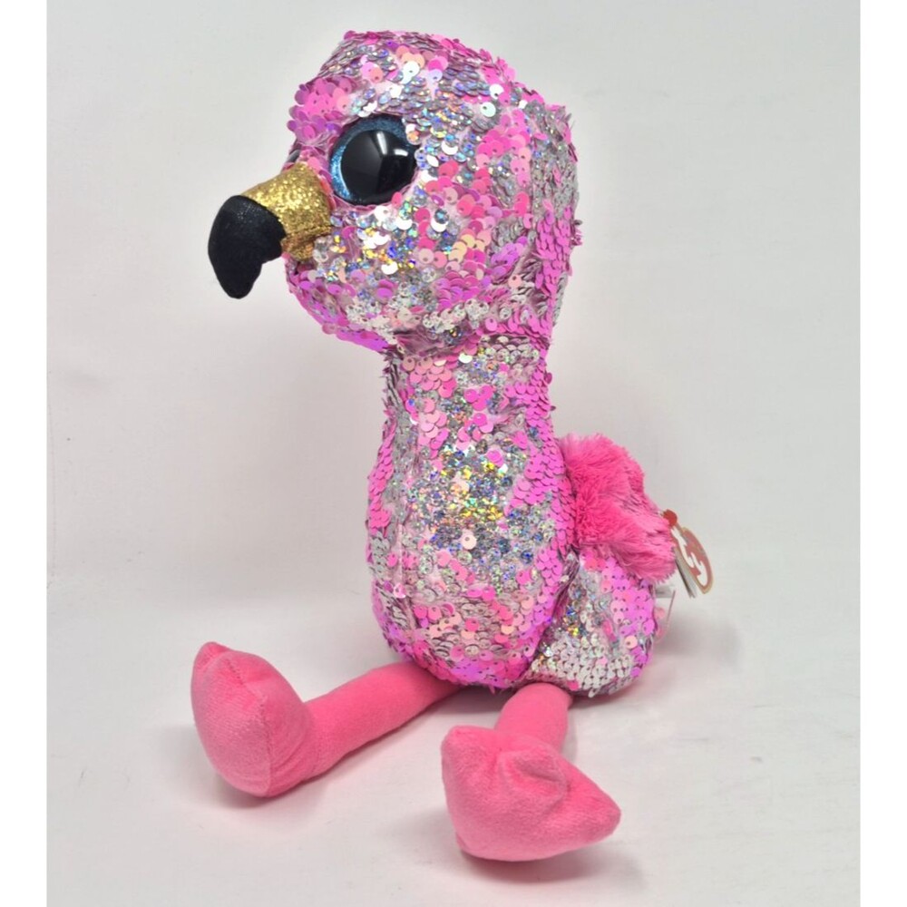 Ty Flippables Pinky the Flamingo Reversible Sequins 10" Pink - Beanie Boos